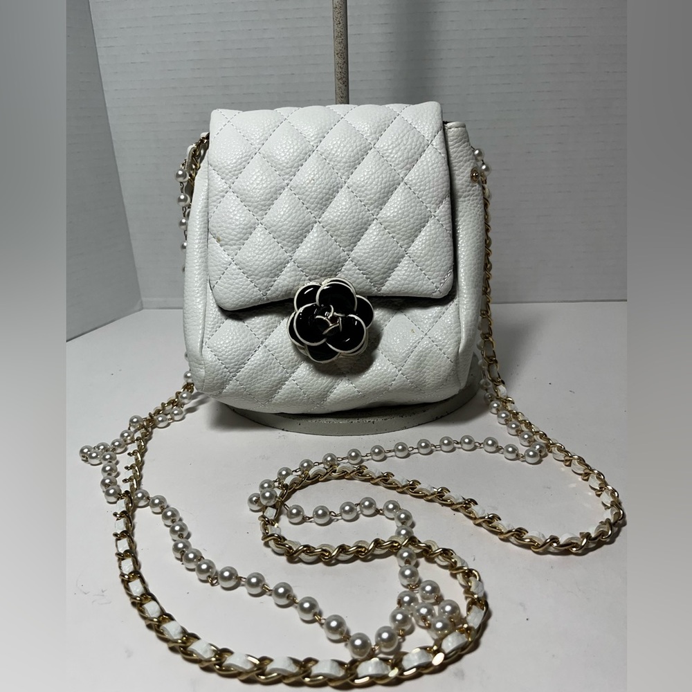 Susie O’s Quilted Small Crossbody Bag with Ceramic Flower Adornment
